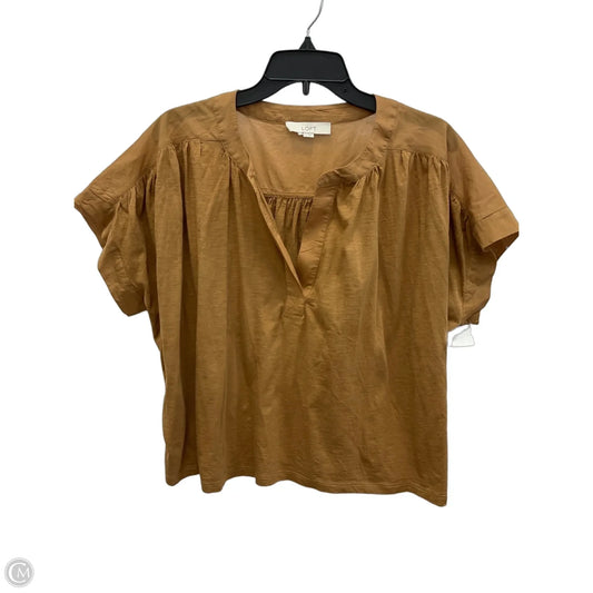 Top Short Sleeve By Loft In Brown, Size: L