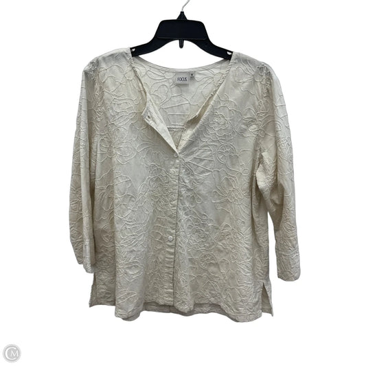 Blouse Long Sleeve By Focus In Cream, Size: M
