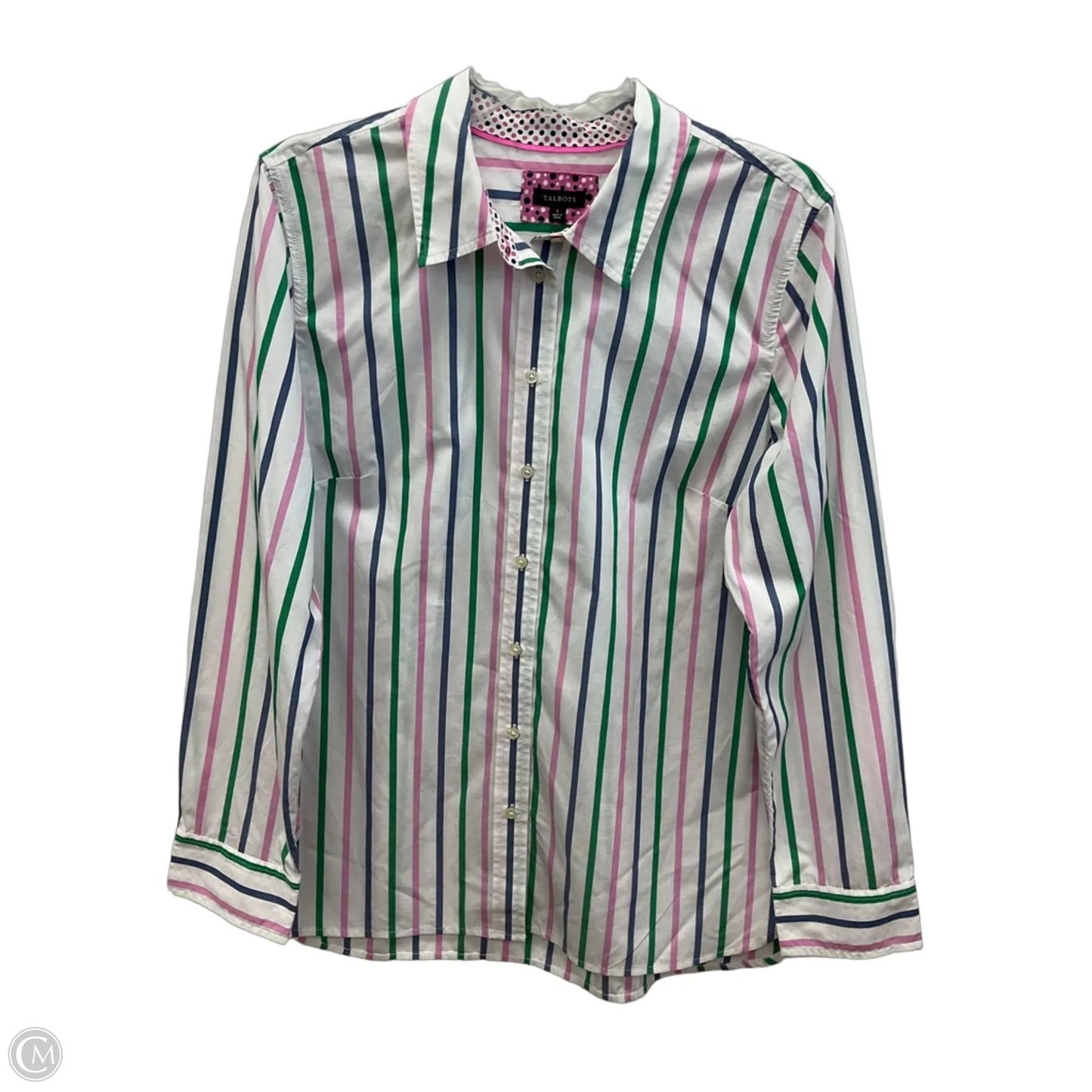 Blouse Long Sleeve By Talbots In Striped Pattern, Size: L