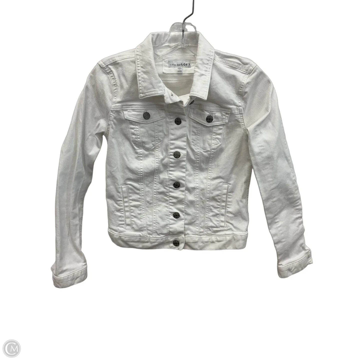 Jacket Denim By Loft In White, Size: Xxs