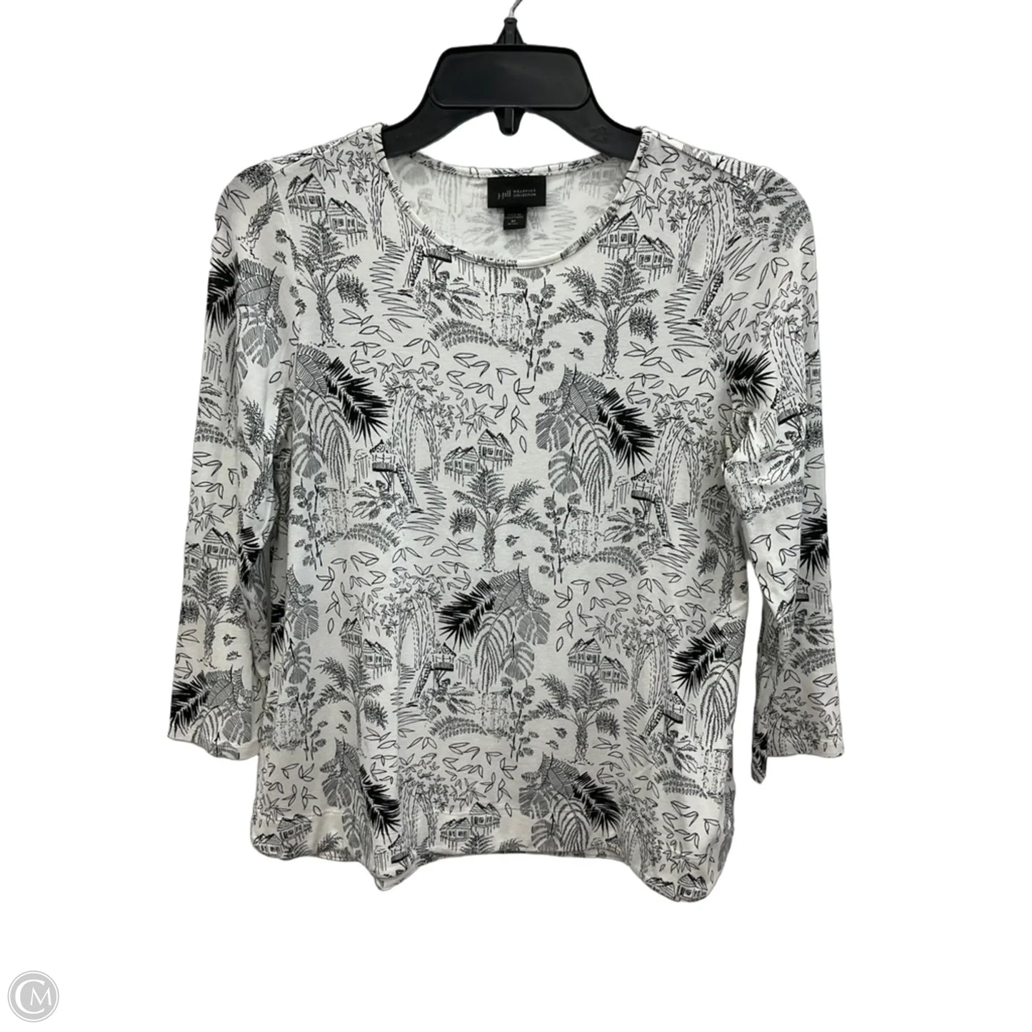 Top 3/4 Sleeve By J. Jill In Black & White, Size: Xs
