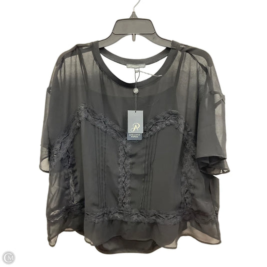 Top Short Sleeve By Adrianna Papell In Black, Size: Xl
