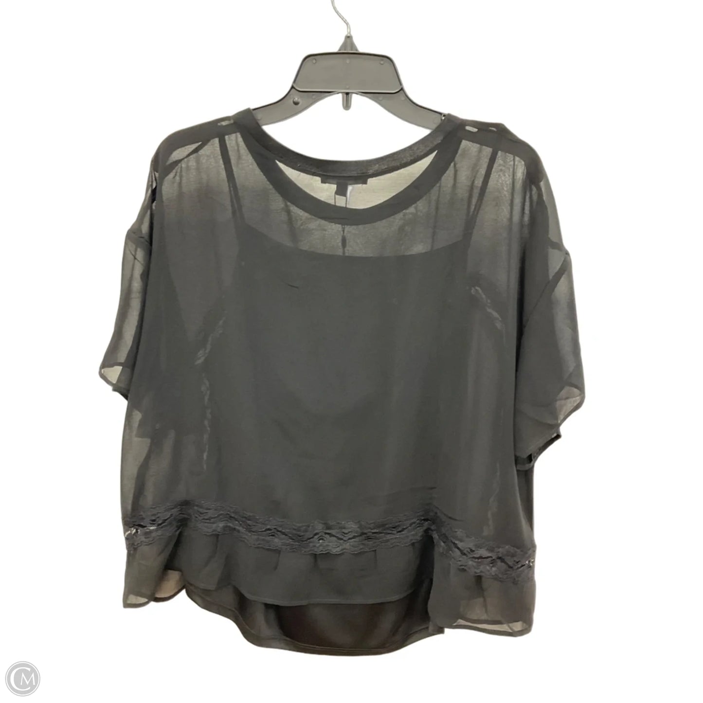 Top Short Sleeve By Adrianna Papell In Black, Size: Xl