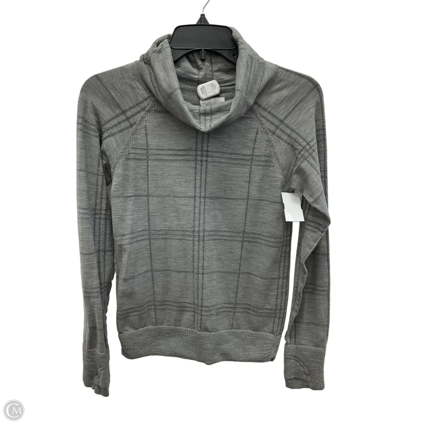 Athletic Top Long Sleeve Collar By Athleta In Grey, Size: M