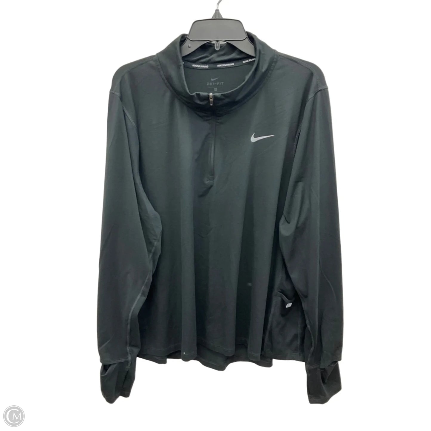 Athletic Top Long Sleeve Collar By Nike In Black, Size: 1x