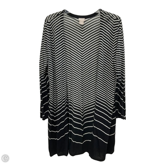 Cardigan By Chicos In Striped Pattern, Size: Xl
