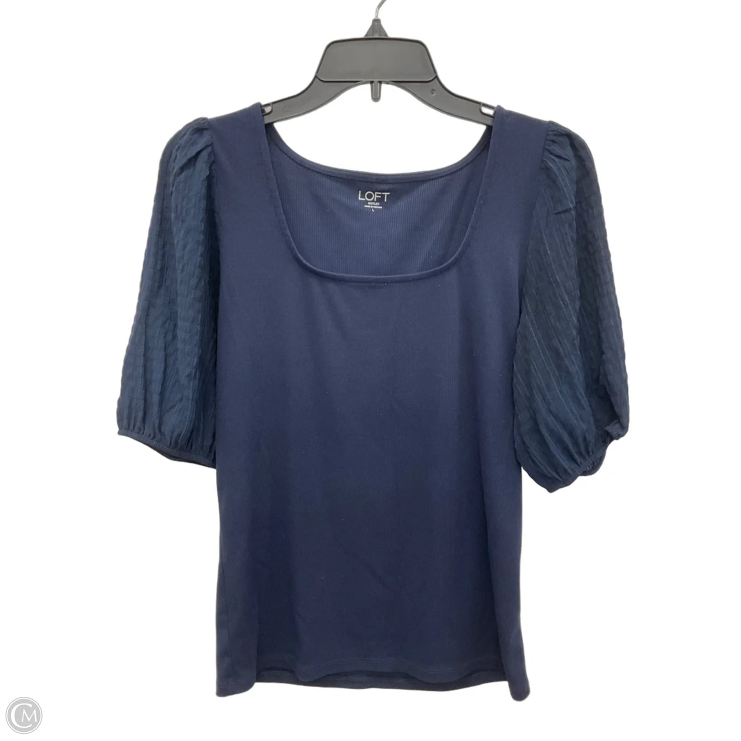 Top Short Sleeve By Loft In Navy, Size: L