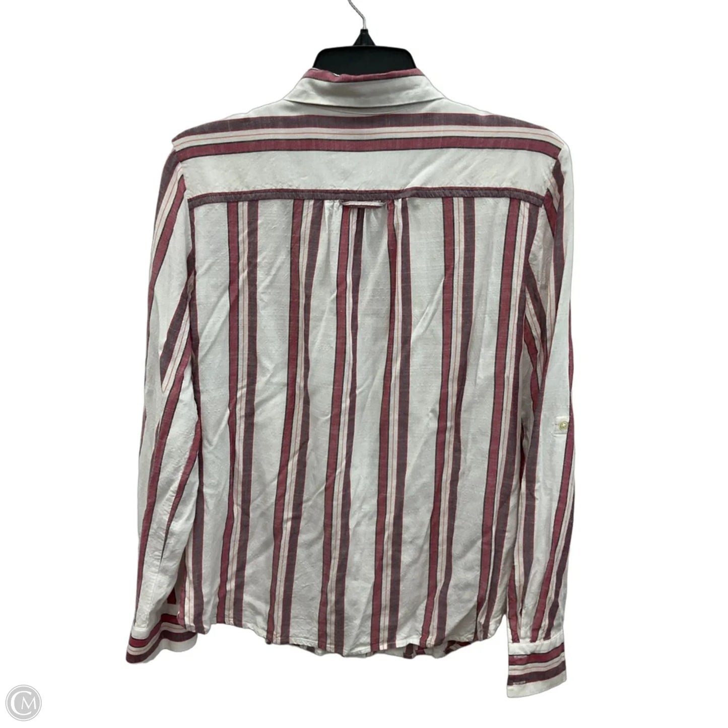 Blouse Long Sleeve By Loft In Striped Pattern, Size: M