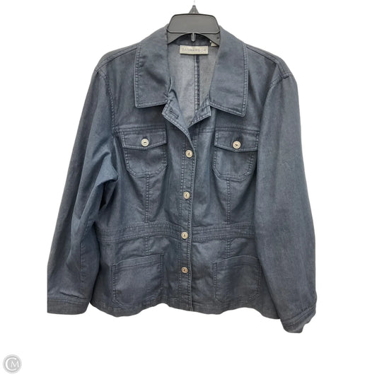 Jacket Shirt By Sag Harbor In Blue, Size: Xl