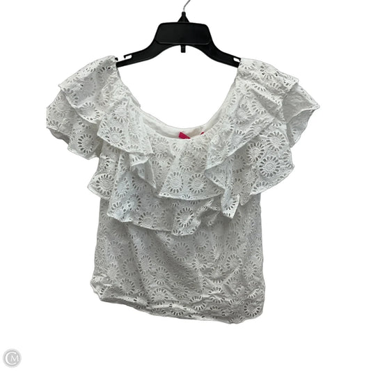 Top Short Sleeve Designer By Lilly Pulitzer In White, Size: S