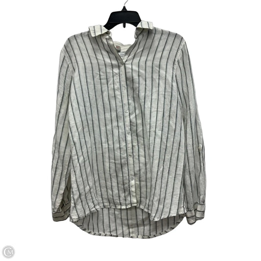 Blouse Long Sleeve By Sigrid Olsen In Striped Pattern, Size: L