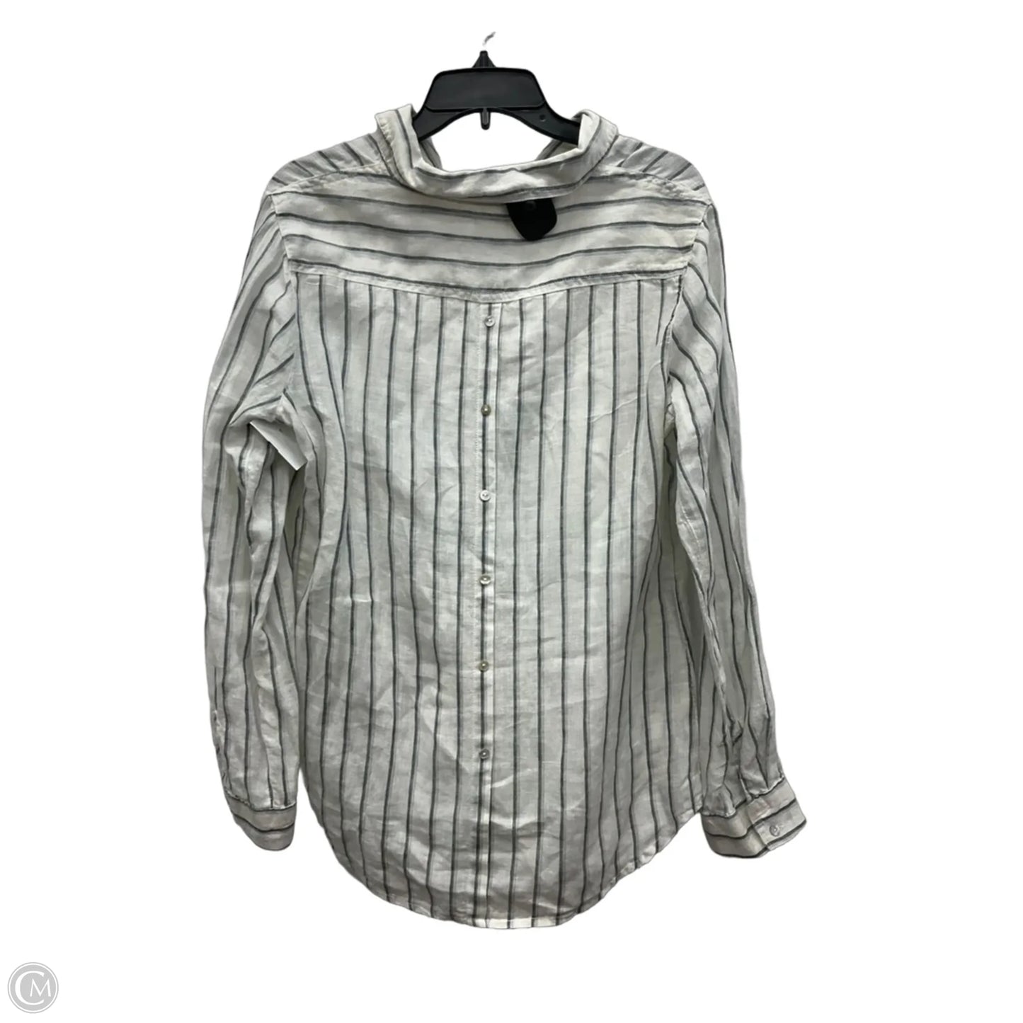 Blouse Long Sleeve By Sigrid Olsen In Striped Pattern, Size: L
