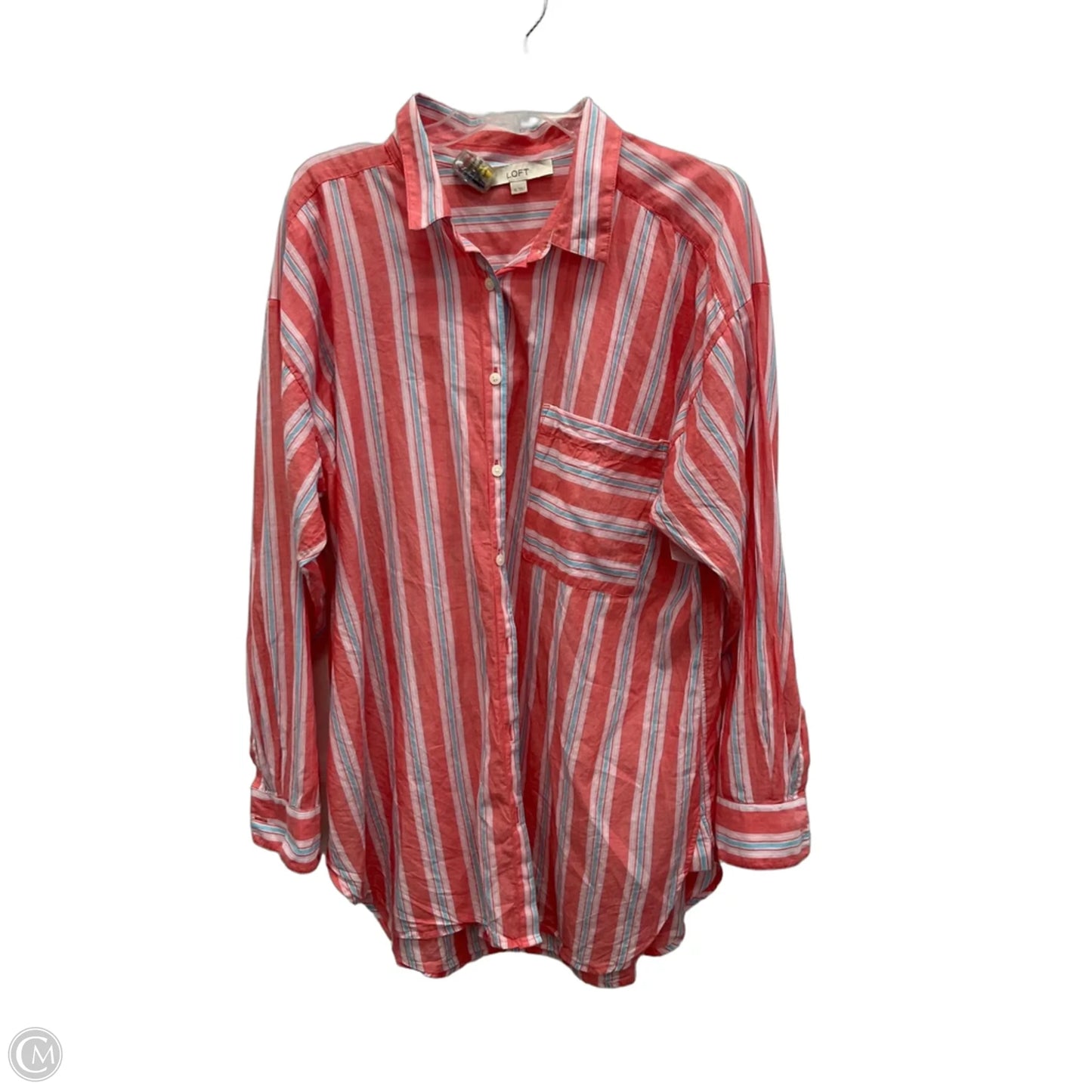 Blouse Long Sleeve By Loft In Pink, Size: Xl