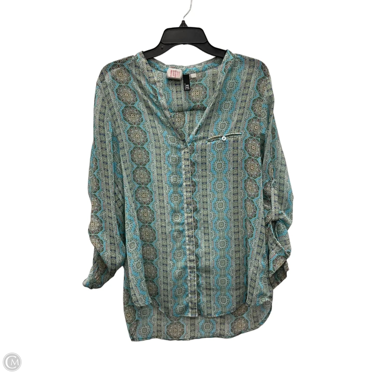 Blouse Long Sleeve By Kut In Teal, Size: L