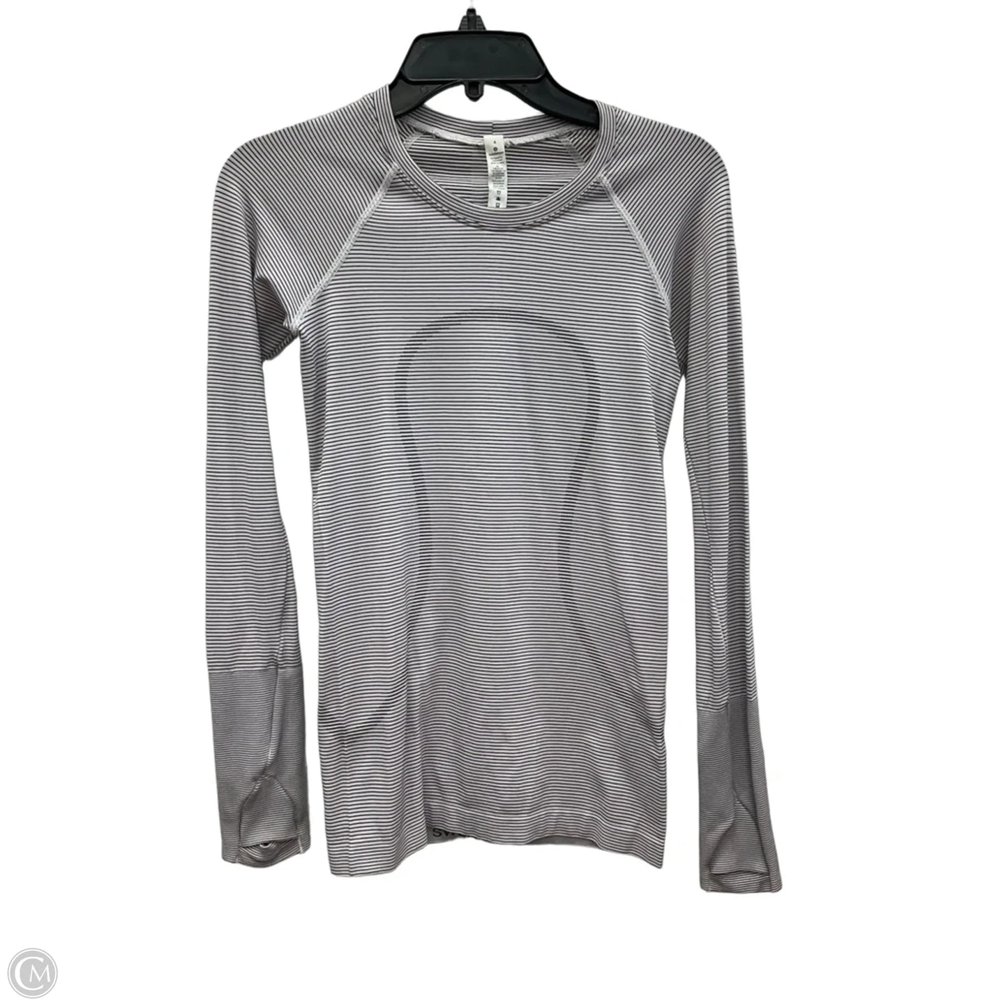 Athletic Top Long Sleeve Collar By Lululemon In Striped Pattern, Size: 4