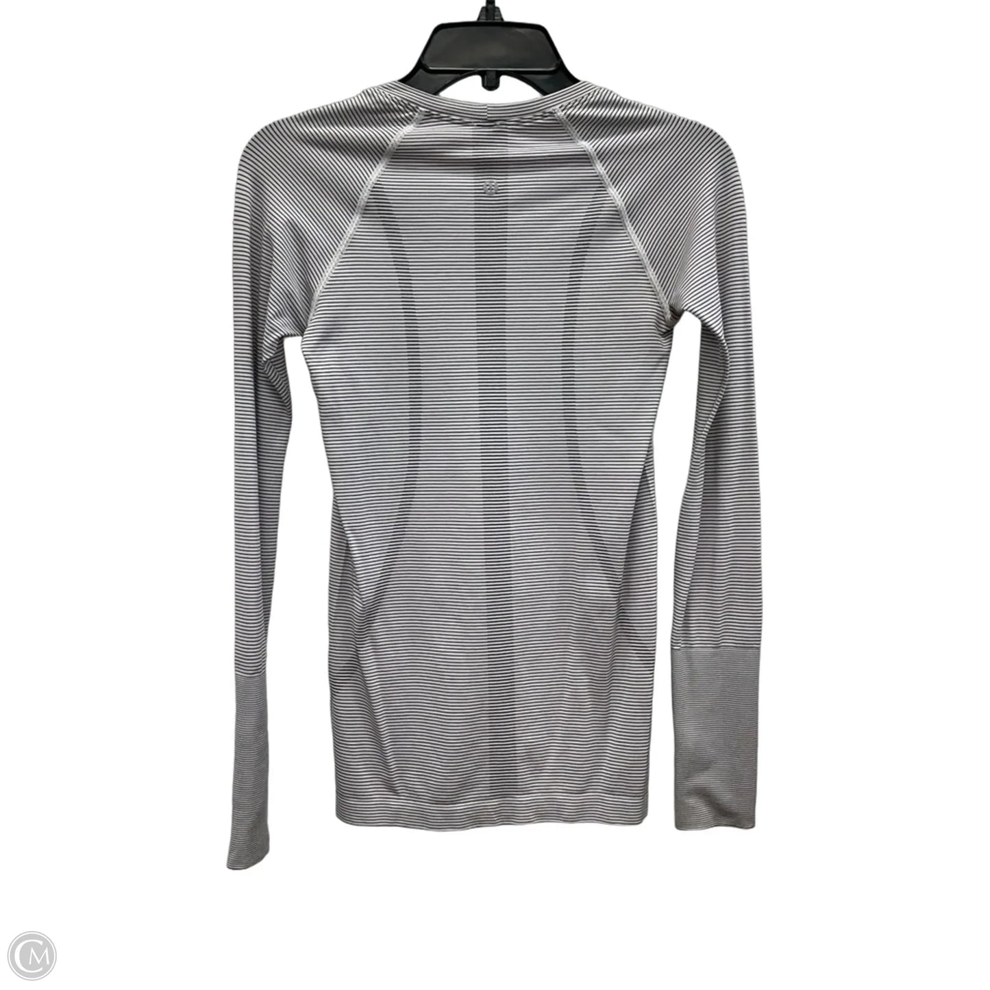 Athletic Top Long Sleeve Collar By Lululemon In Striped Pattern, Size: 4
