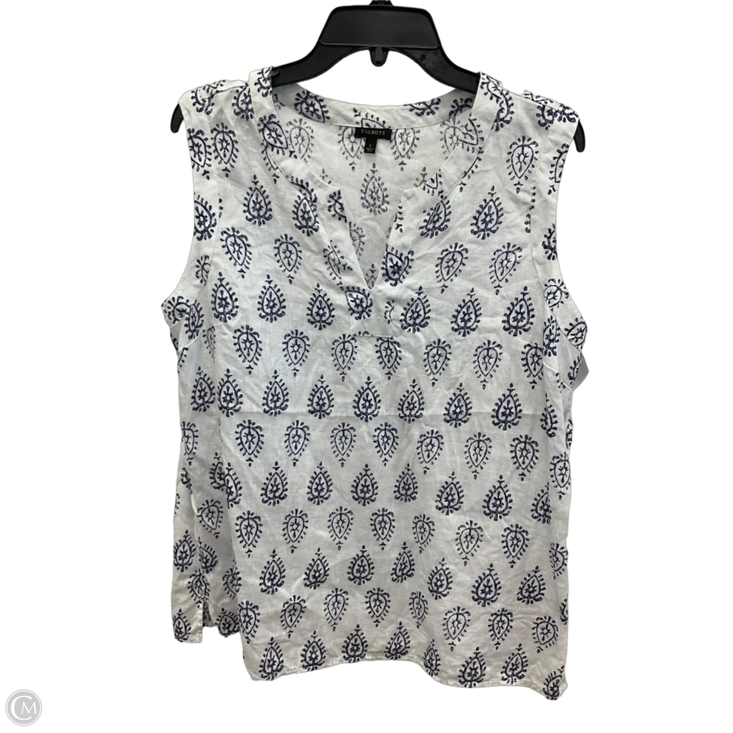 Top Sleeveless By Talbots In White, Size: L