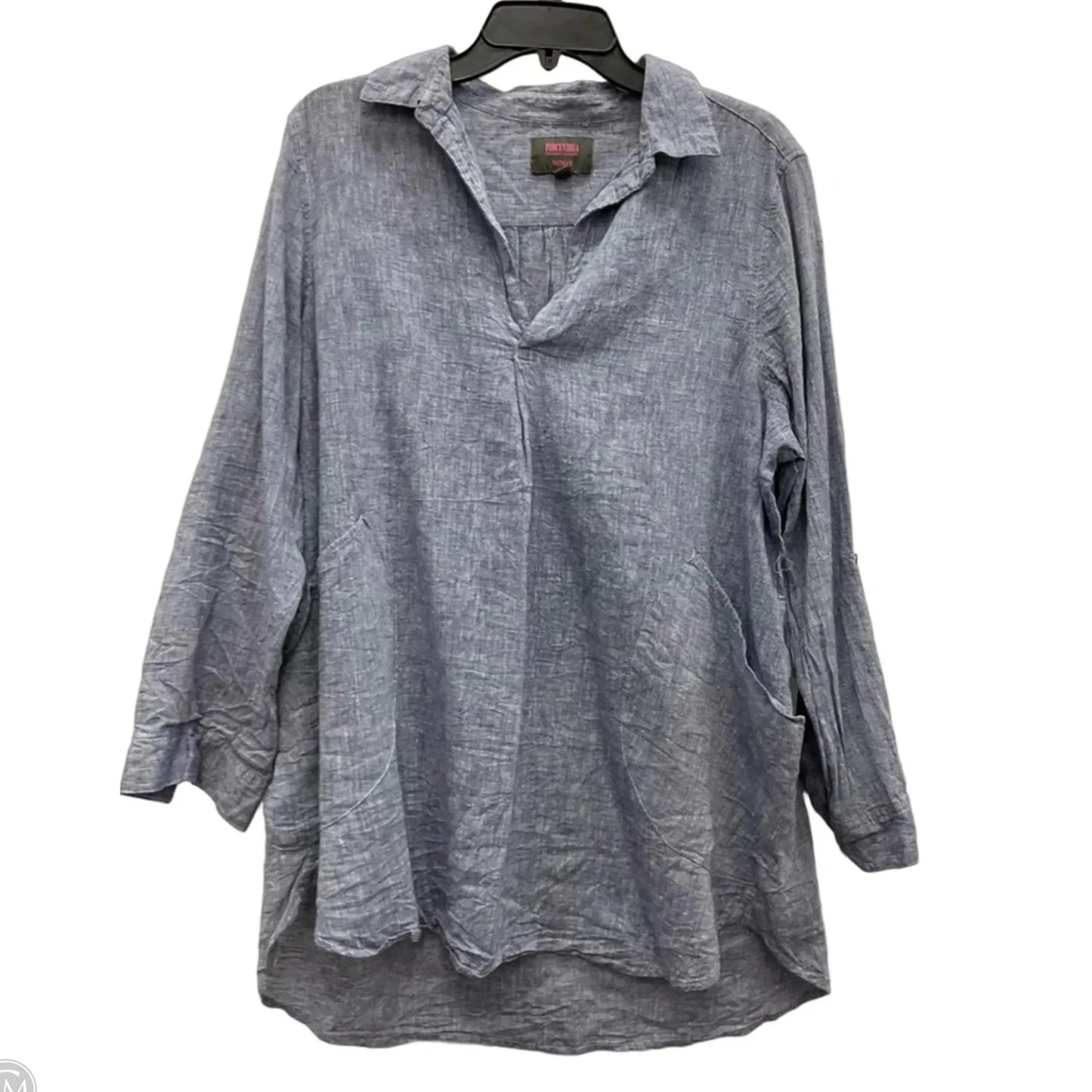 Blouse Long Sleeve By For Cynthia In Blue, Size: 1x