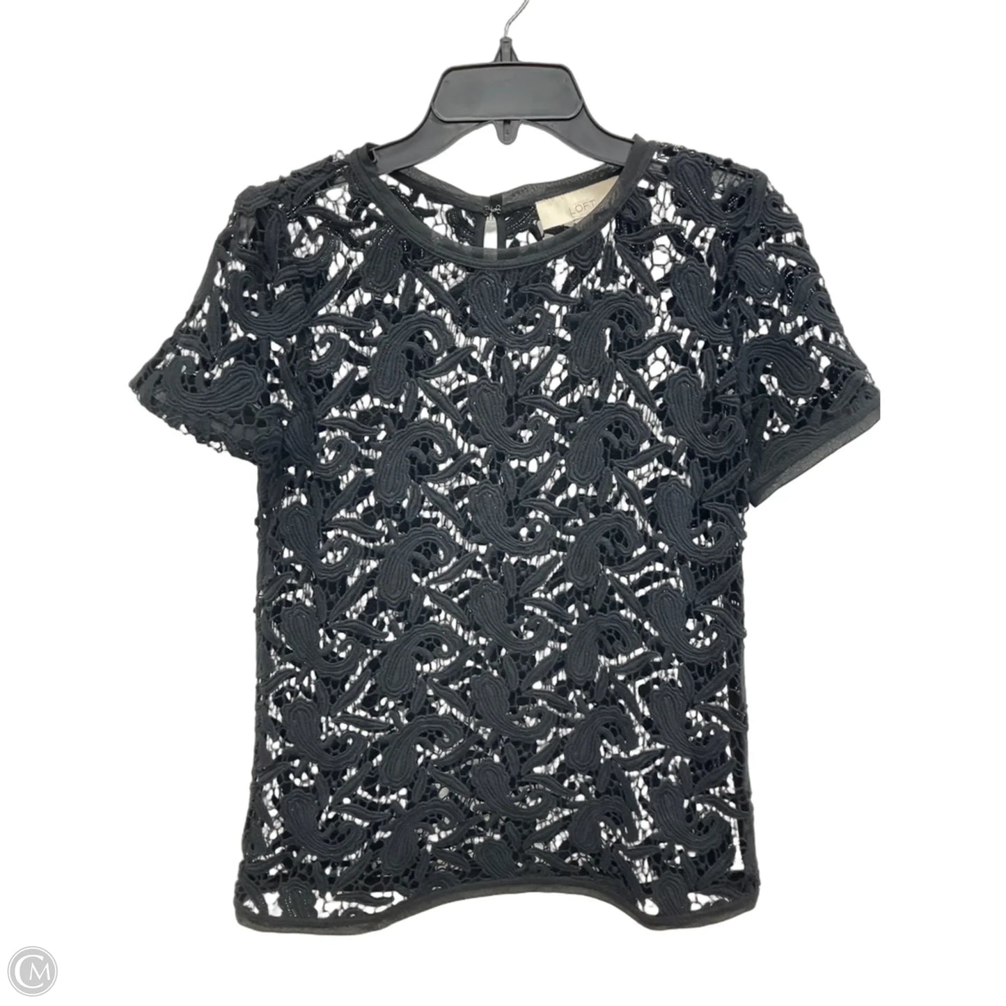 Top Short Sleeve By Loft In Black, Size: S