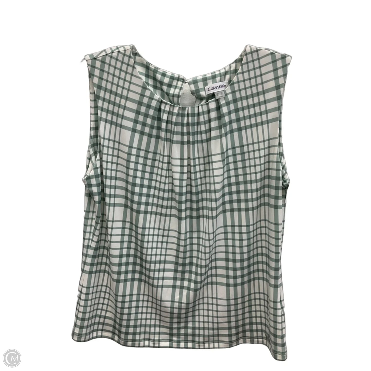 Top Sleeveless By Calvin Klein In Plaid Pattern, Size: L