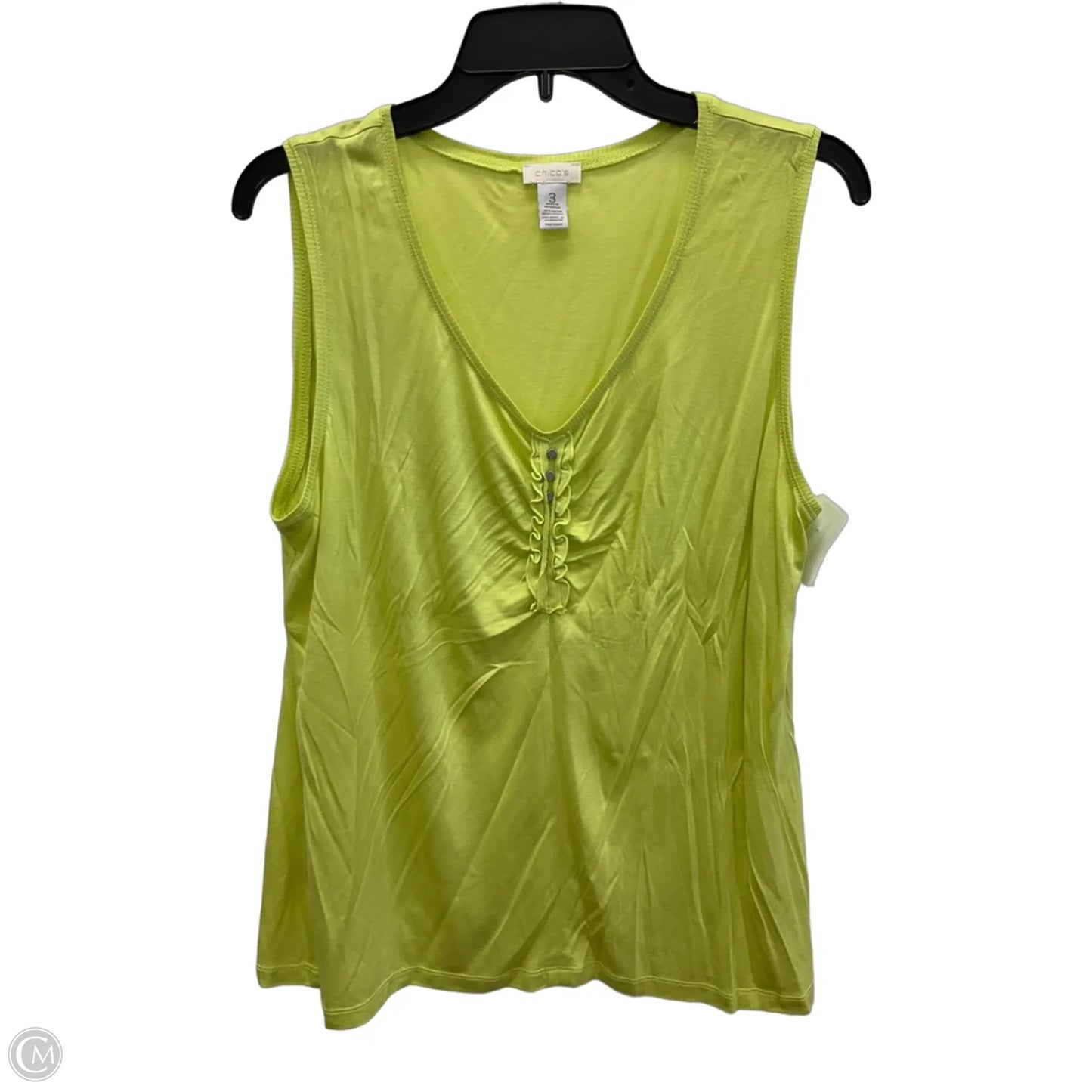 Top Sleeveless By Chicos In Yellow, Size: Xl