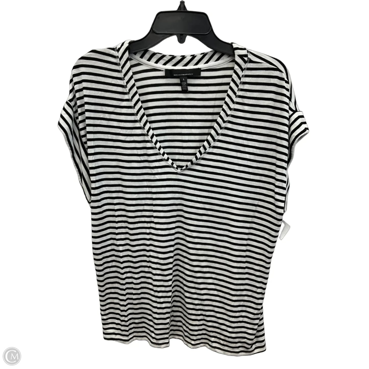 Top Short Sleeve By White House Black Market In Striped Pattern, Size: L