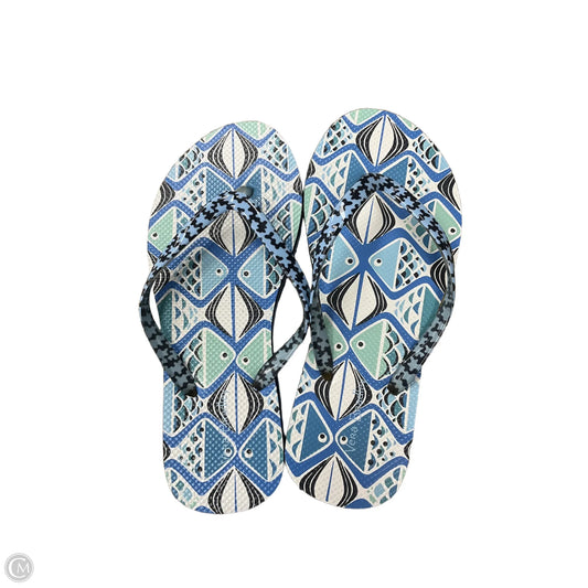 Sandals Flip Flops By Vera Bradley In Blue & White, Size: 6