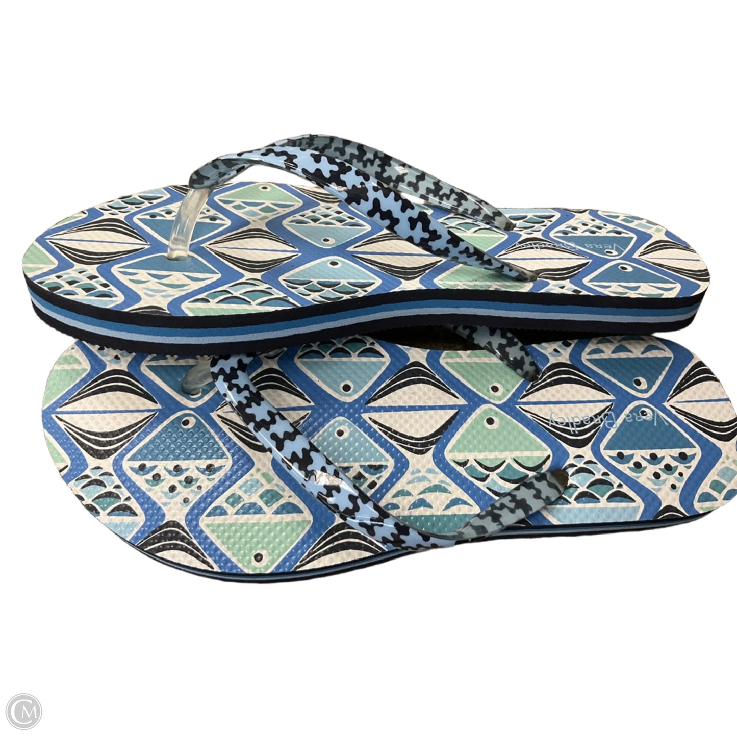 Sandals Flip Flops By Vera Bradley In Blue & White, Size: 6