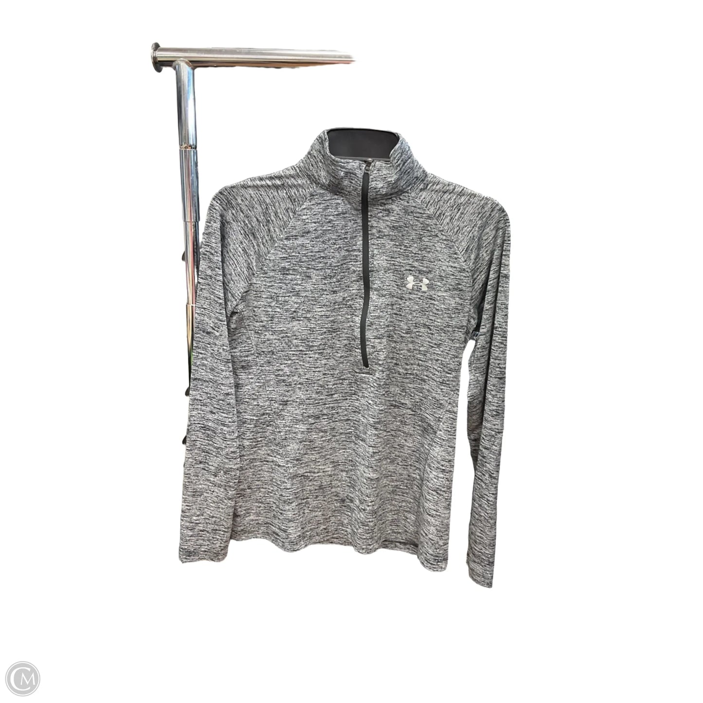 Athletic Top Long Sleeve Collar By Under Armour In Grey, Size: M