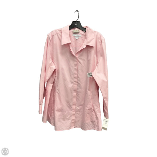 Blouse Long Sleeve By Foxcroft In Pink, Size: 1x