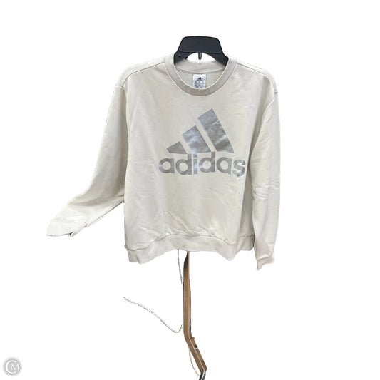 Athletic Top Long Sleeve Crewneck By Adidas In Cream, Size: L