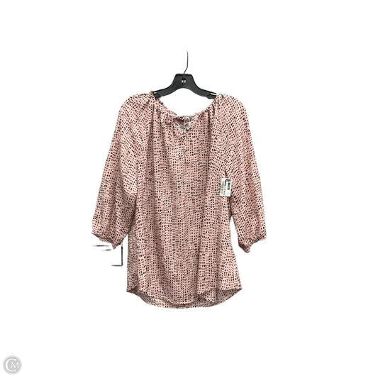 Top 3/4 Sleeve By Croft And Barrow In Black & Pink, Size: 1x