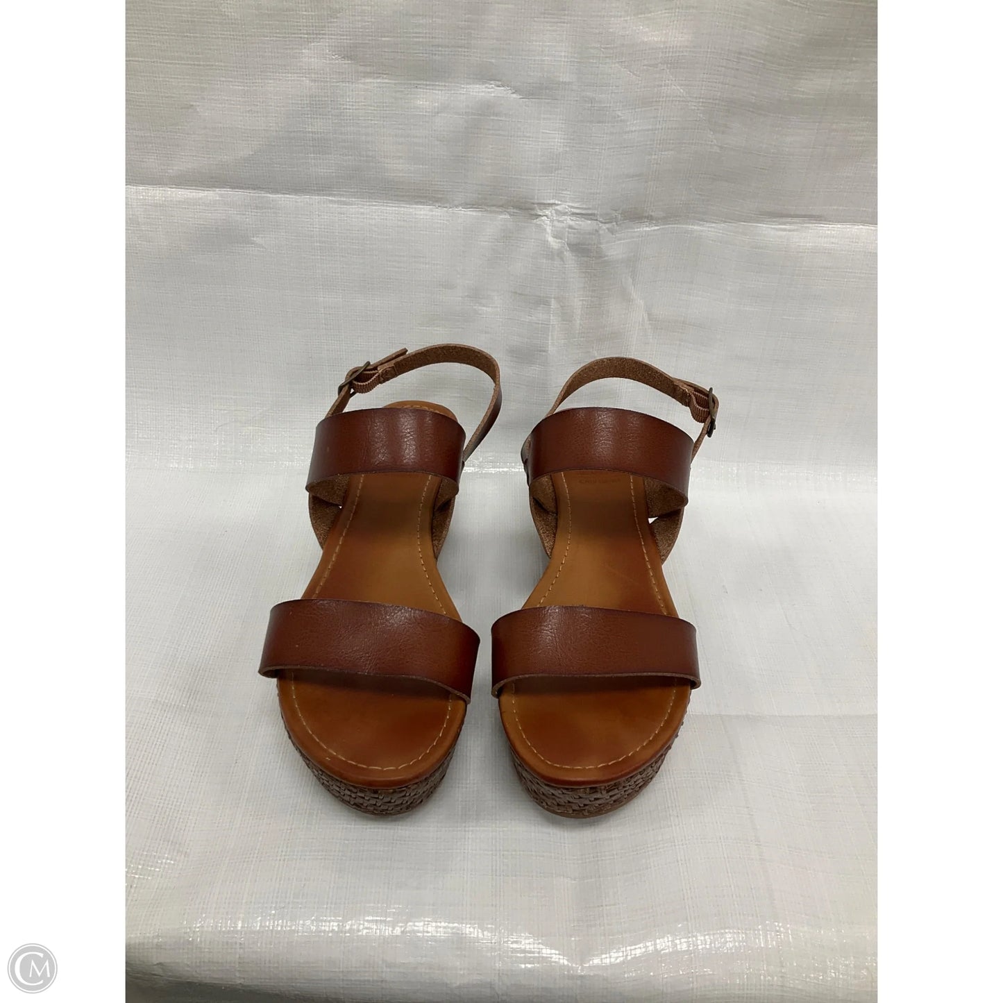 Sandals Heels Wedge By Jelly Pop In Brown, Size: 8.5