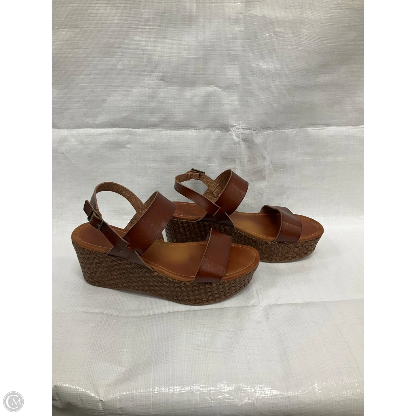 Sandals Heels Wedge By Jelly Pop In Brown, Size: 8.5