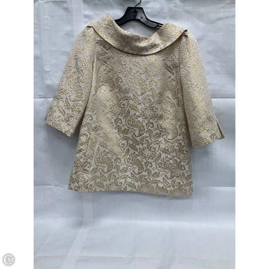 Top Short Sleeve Designer By Lilly Pulitzer In Gold & White, Size: S