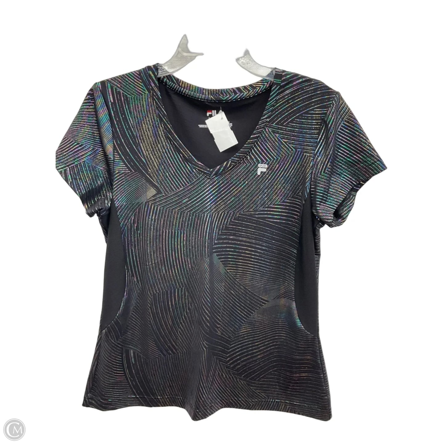 Athletic Top Short Sleeve By Fila In Black, Size: L