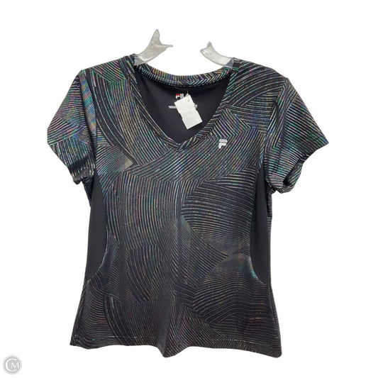 Athletic Top Short Sleeve By Fila In Black, Size: L
