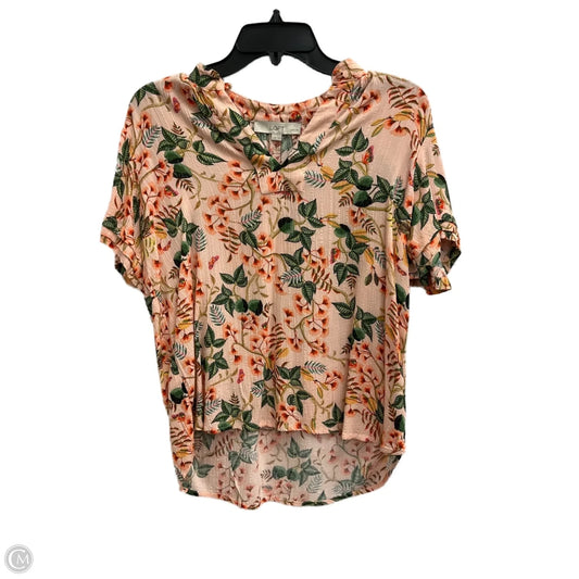 Top Short Sleeve By Loft In Floral Print, Size: Xs