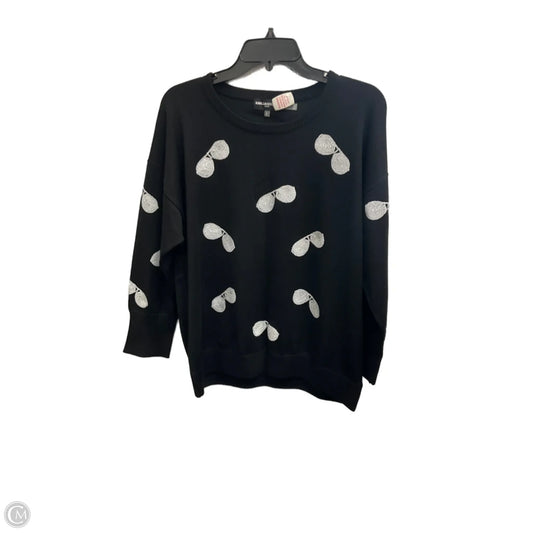 Top 3/4 Sleeve Designer By Karl Lagerfeld In Black, Size: L
