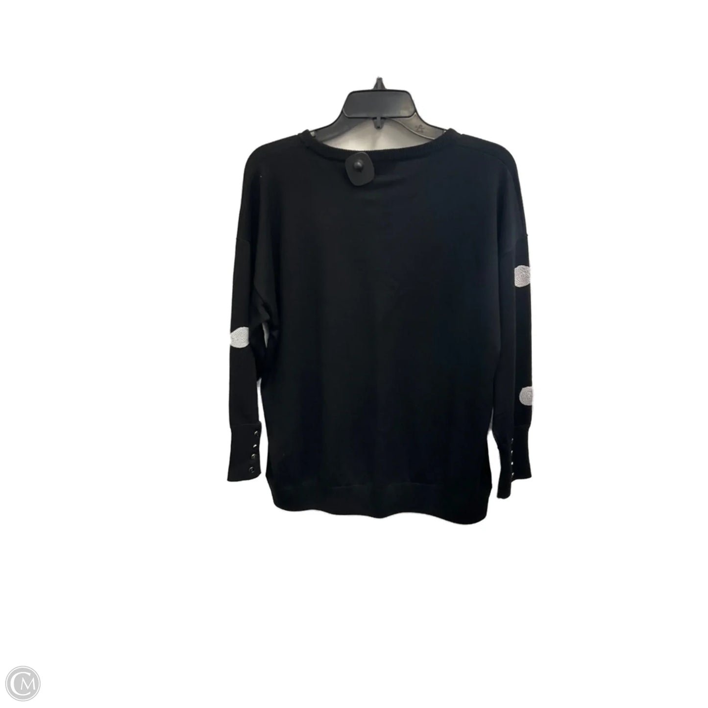Top 3/4 Sleeve Designer By Karl Lagerfeld In Black, Size: L
