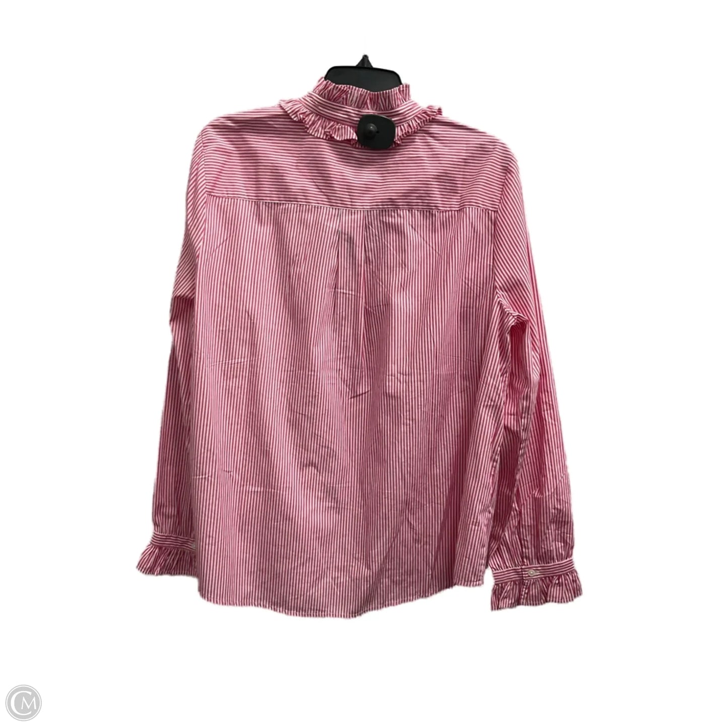 Blouse Long Sleeve By J. Crew In Pink & White, Size: Xl