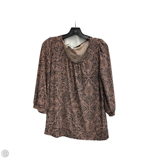 Top 3/4 Sleeve By Clothes Mentor In Brown, Size: M