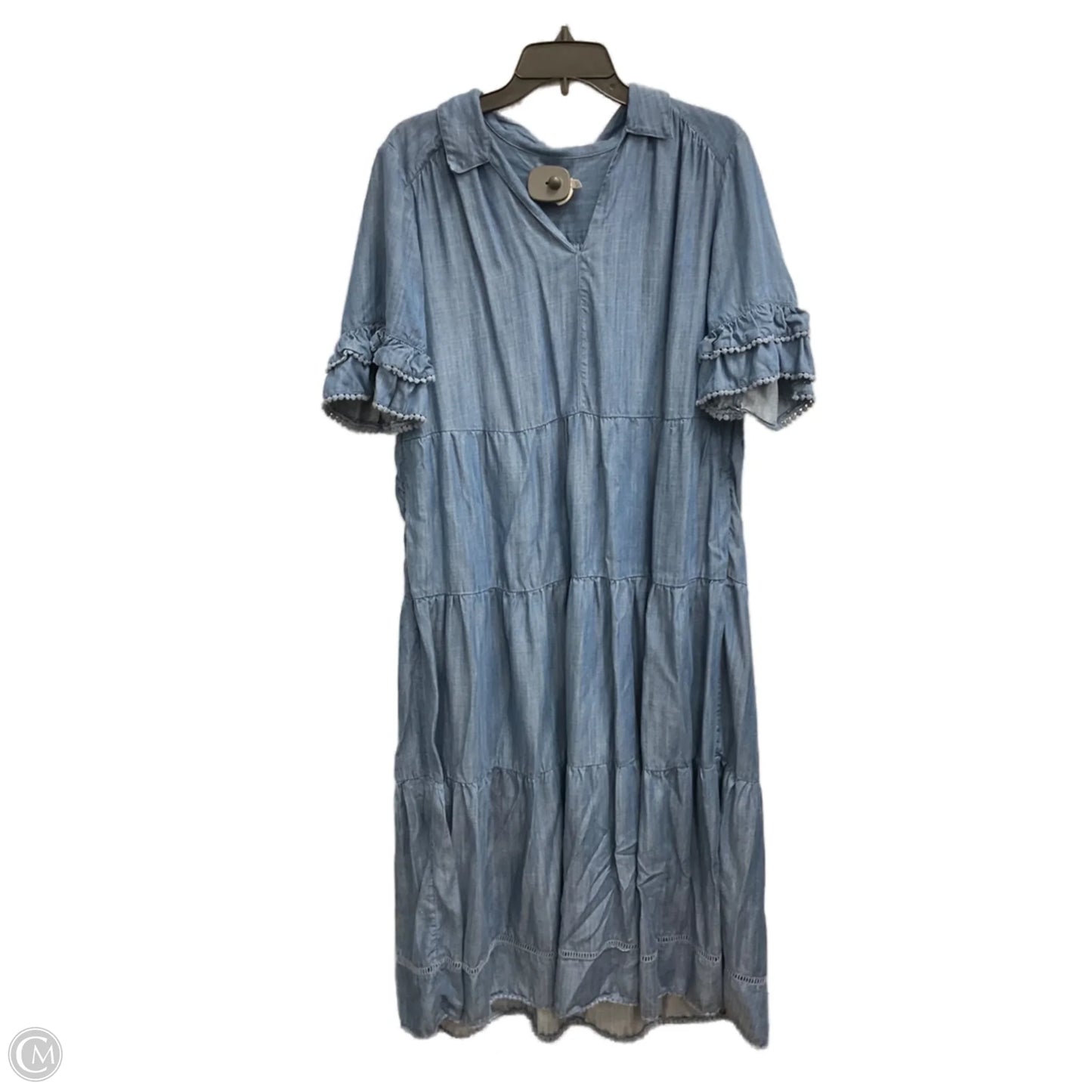 Dress Casual Maxi By Chicos In Blue Denim, Size: L