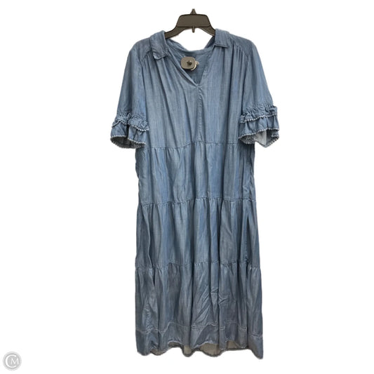 Dress Casual Maxi By Chicos In Blue Denim, Size: L