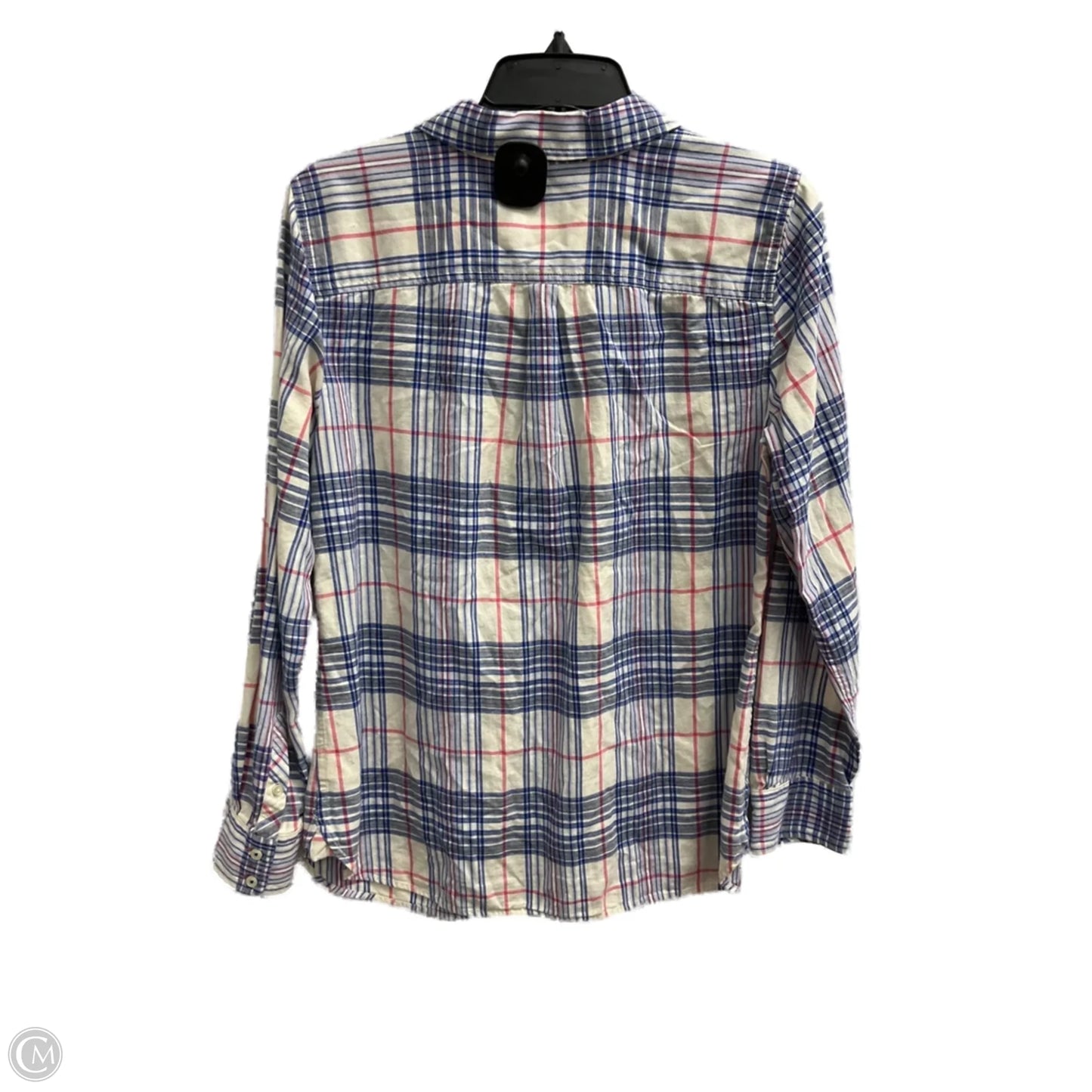 Blouse Long Sleeve By Talbots In Plaid Pattern, Size: M