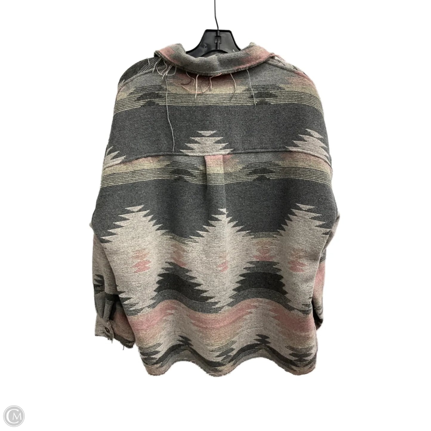 Jacket Shirt By Clothes Mentor In Grey & Pink, Size: M