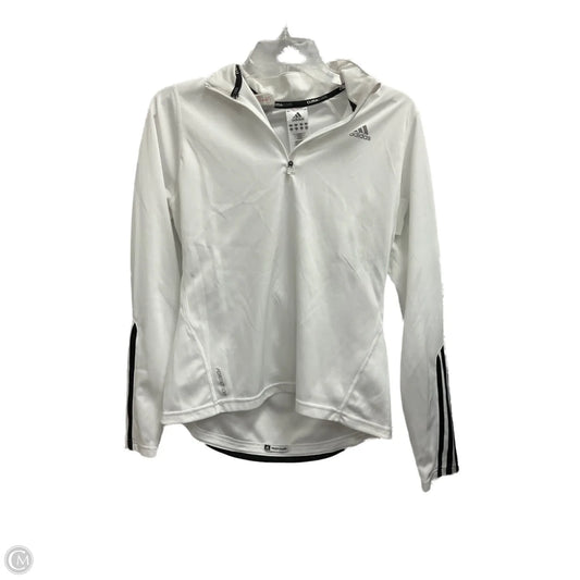 Athletic Top Long Sleeve Collar By Adidas In White, Size: M