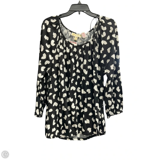 Top 3/4 Sleeve By Michael By Michael Kors In Black & White, Size: Xl