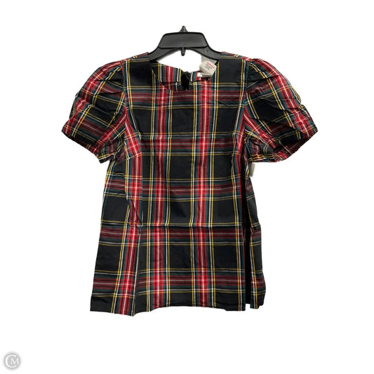 Top Short Sleeve By J. Crew In Plaid Pattern, Size: S