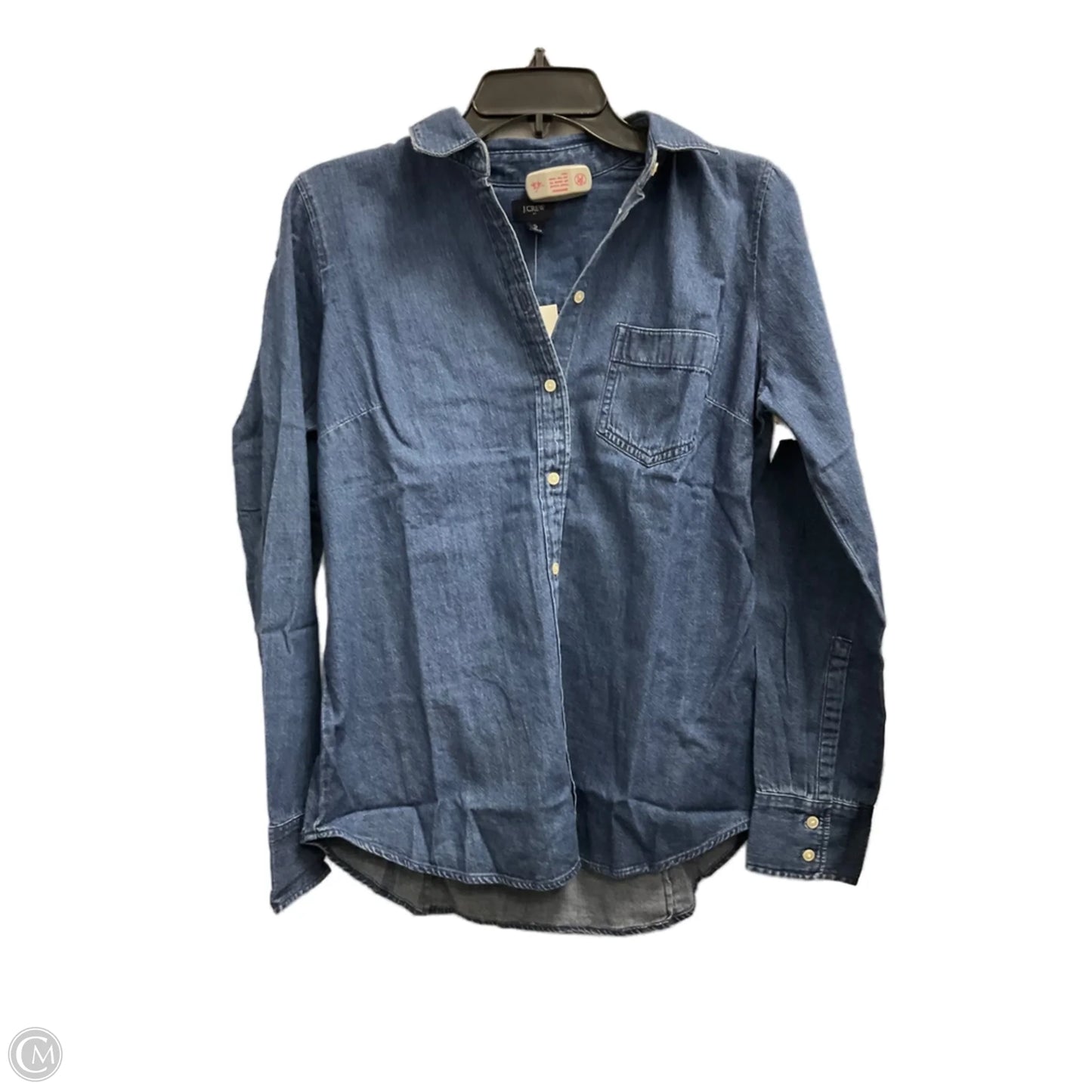 Blouse Long Sleeve By J. Crew In Blue Denim, Size: S